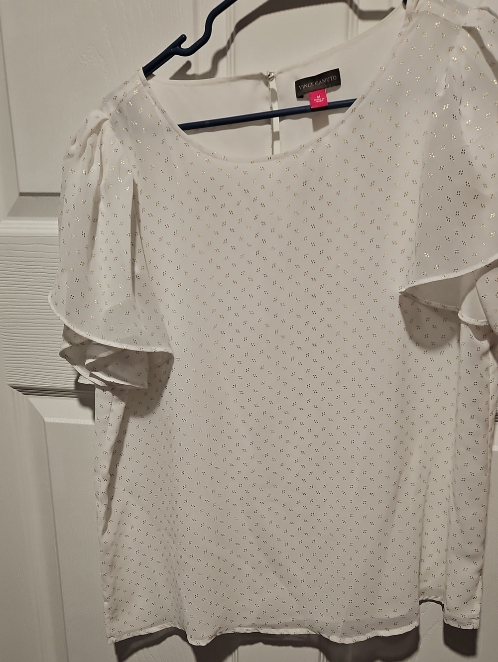 Vince Camuto Cream Blouse with Gold Dot Accents